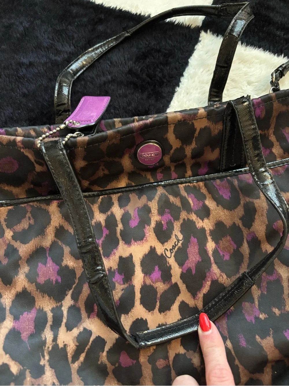 Coach ocelot Print Tote Bag in Brown and Purple